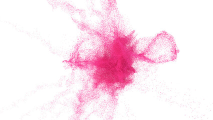 3D rendering of blast or explosion of vibrantly colorful sand particles or fine dirt with interesting formation on transparent background