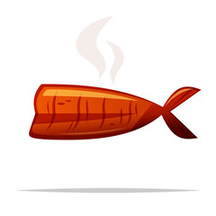Smoked fish meat vector isolated illustration