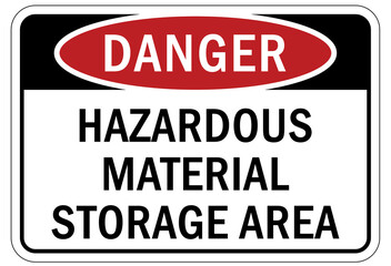 Hazard storage sign and labels hazardous material storage area
