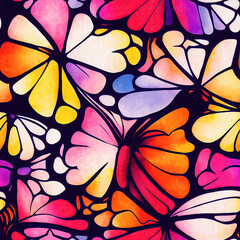seamless floral pattern,flowers and butterfly