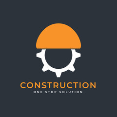 Construction company cogwheel logo design vector template