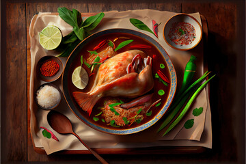 Healthy Thai Khao Kluk Kapi food - obrazy, fototapety, plakaty
