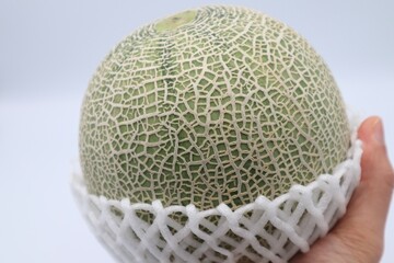 メロンを持つ人物