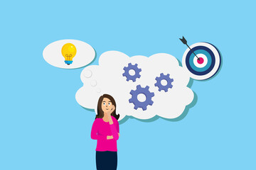 Businesswoman thinking idea and target