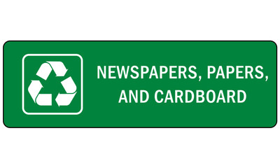Recycle sign and label, recycling newspaper,