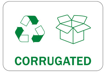 Recycle sign and label, recycling paper, corrugated