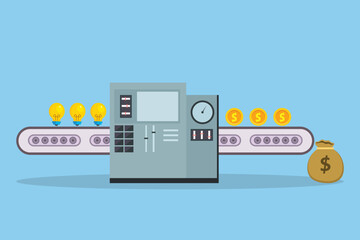 Light bulb idea change to be money in a machine