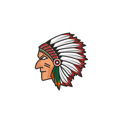 native indian chief headdress vector logo design illustration