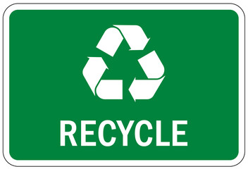 Recycle sign and label recycling center