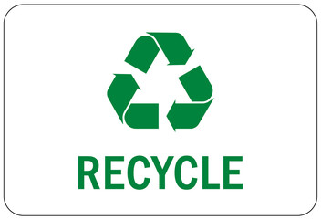 Recycle sign and label recycling center