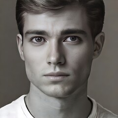 20y old man, Sepia Portrait, Made with Generative AI.