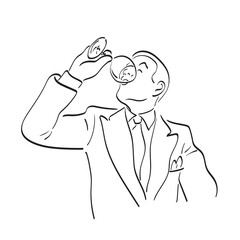 businessman drinking wine illustration vector hand drawn isolated on white background line art.