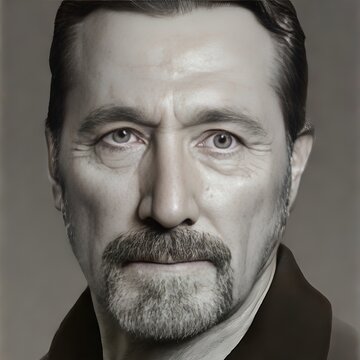 Sepia portrait of a 50y old man, Made with Generative AI.