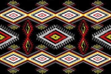 traditional thai art, Geometric ethnic oriental with triangles and elements seamless pattern. designed for background, wallpaper, clothing, wrapping, fabric, Batik, decorating, embroidery style
