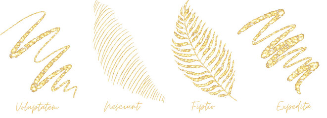 Gold outline doodle art abstract