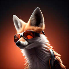 Fototapeta Fashion glamour fox in sunglasses, Generative AI obraz