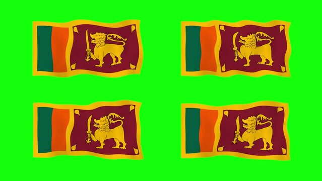 Sri Lanka Waving Flag 2D Animation on Green Screen Background. Looping seamless animation. Motion Graphic