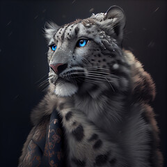 Fashion glamour snow leopard, Generative AI