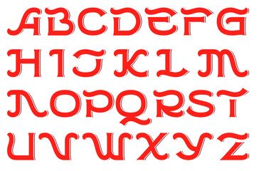 latin english american vintage alphabet in red color