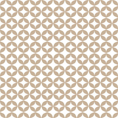 Beige mod quatrefoil vector seamless pattern background. White and beige Moroccan lattice print. repeating pattern tile included.