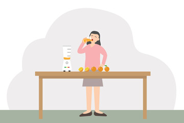 woman drinking juice in the morning