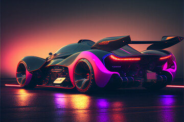 Obraz na płótnie Canvas Futuristic sport car with glowing colors