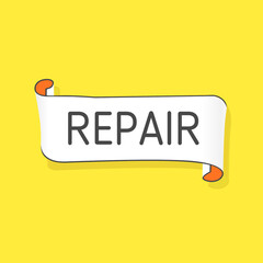 Repair. Banner white paper design. Flat Vector design.
