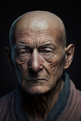 Portrait of a sick looking old man, created with generative A.I. technology.