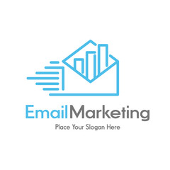 Email marketing vector logo template. Design with envelope and graph symbol. Suitable for startup and business. Can be used for metrics, shopping, sale.