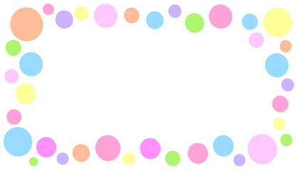 カラフルな水玉のフレーム―背景イラスト
