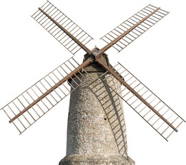 Isolated PNG cutout of medieval mill on a transparent background, ideal for photobashing, matte-painting, concept art - obrazy, fototapety, plakaty