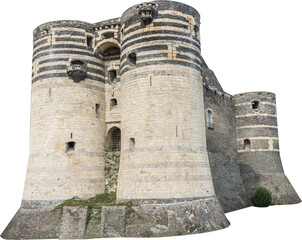 Obraz premium Isolated PNG cutout of French medieval castle on a transparent background, ideal for photobashing, matte-painting, concept art