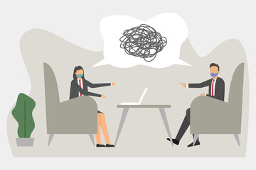 Fototapeta premium Business people discussing problem together