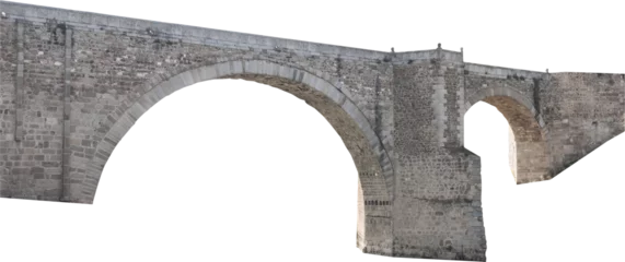 Schilderijen op glas Isolated PNG cutout of a medieval bridge leading to a huge gate on a transparent background, ideal for photobashing, matte-painting, concept art © NomadPhotoReference