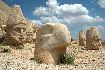 Giant God heads on Mount Nemrut. Anatloia, Turkey