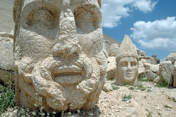Giant God heads on Mount Nemrut. Anatloia, Turkey