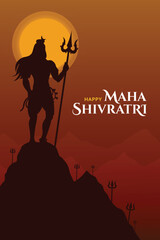 Happy Maha Shivratri Lord Shankar with Trishul & Damru 