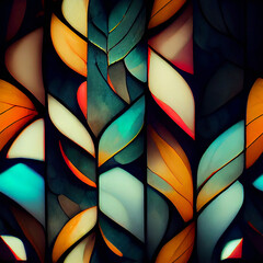 Stained Glass Seamless Background - Generative Ai