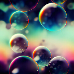 Naklejka premium Soap Bubbles Seamless Background - Generative Ai