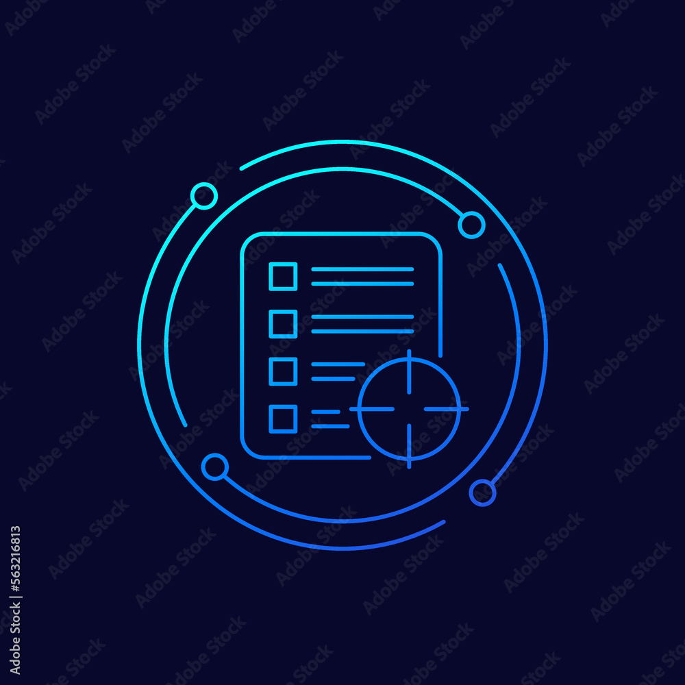 Poster goals icon with a checklist, linear design