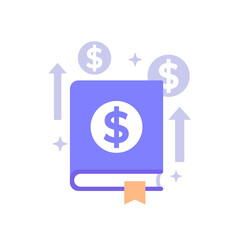 Financial literacy vector icon with a book