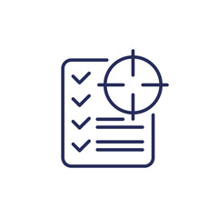 Goals line icon with checklist, vector