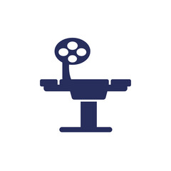 Operating table, surgery icon on white