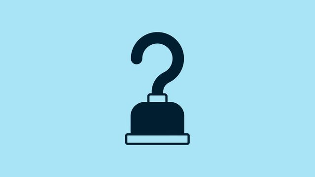 Blue Pirate hook icon isolated on blue background. 4K Video motion graphic animation