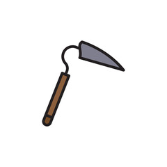 Grub hoe with filled color style icon.