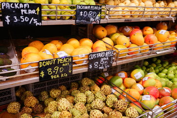 Fresh Healthy Fruits and Vegetables on agricultural market in Singapore - スーパーマーケット 青果店	