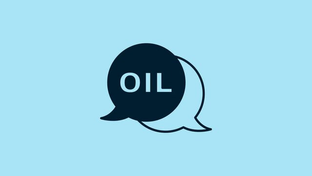 Blue Word oil icon isolated on blue background. 4K Video motion graphic animation
