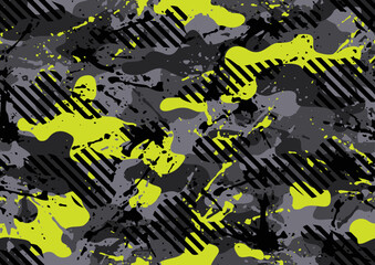 Grunge camouflage texture seamless pattern. Abstract modern endless military camo background for fabric and fashion textile print. Vector illustration.