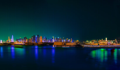Fototapeta na wymiar Doha Downtown city skyline at night