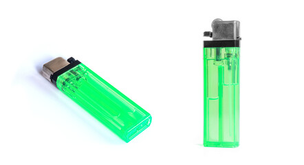 green lighter isolated on white background